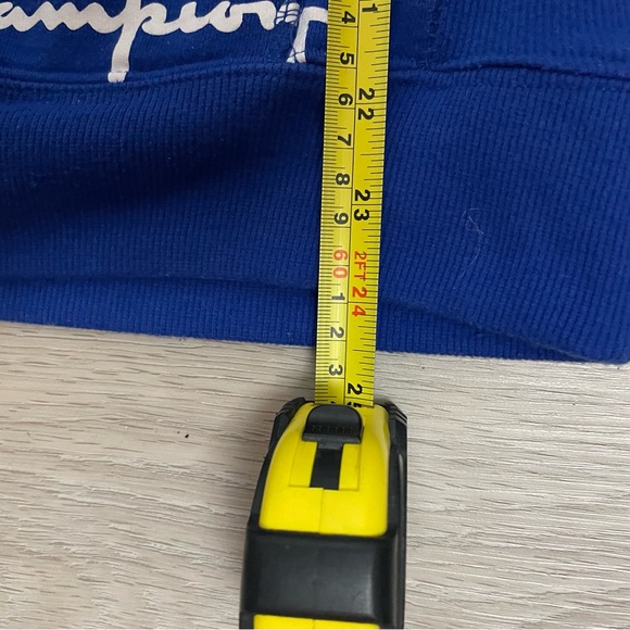 Champion Reverse Weave Sweatshirt Blue Hoodie All Over Print - Picture 6 of 8